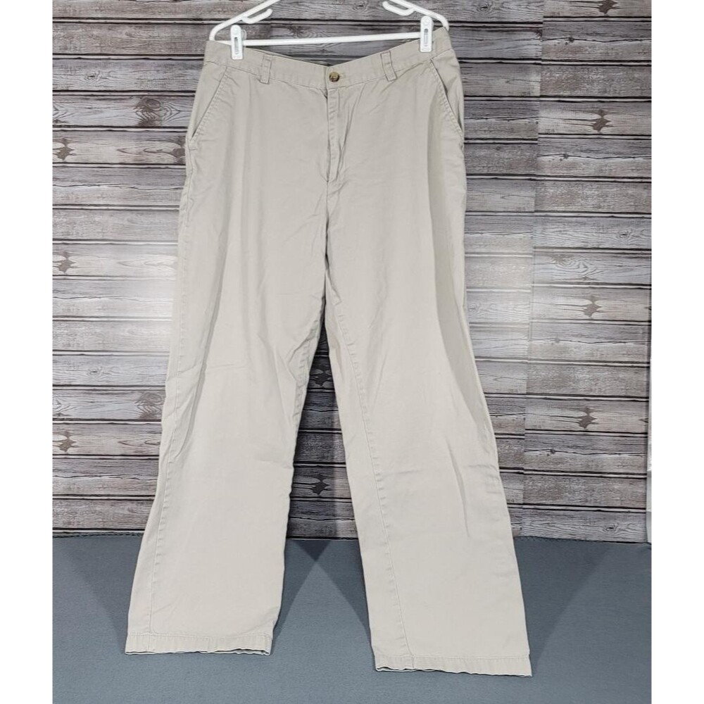 CHAPS Men’s STRAIGHT FIT Khaki Pants Size 36x32 Flat Front Casual Chinos